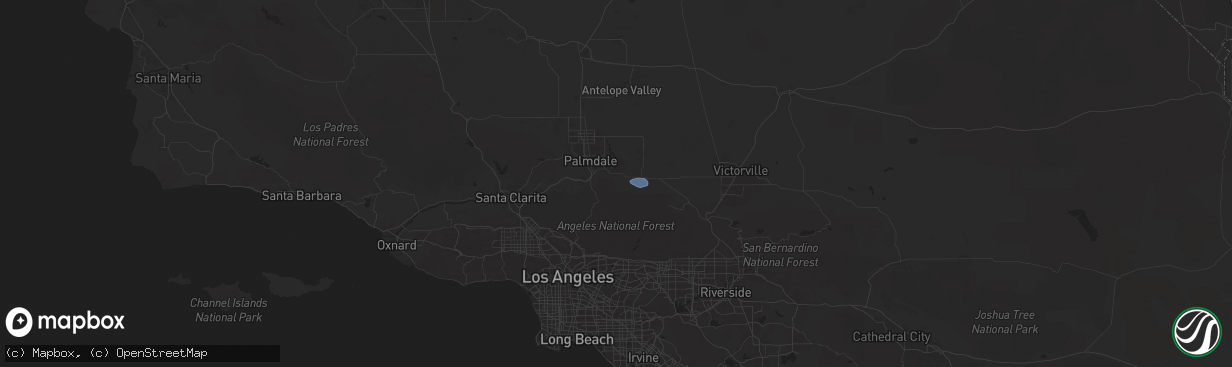 Hail map in Littlerock, CA on August 23, 2025