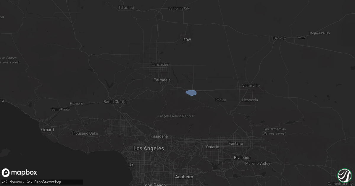 Hail map in Littlerock, CA on August 23, 2025