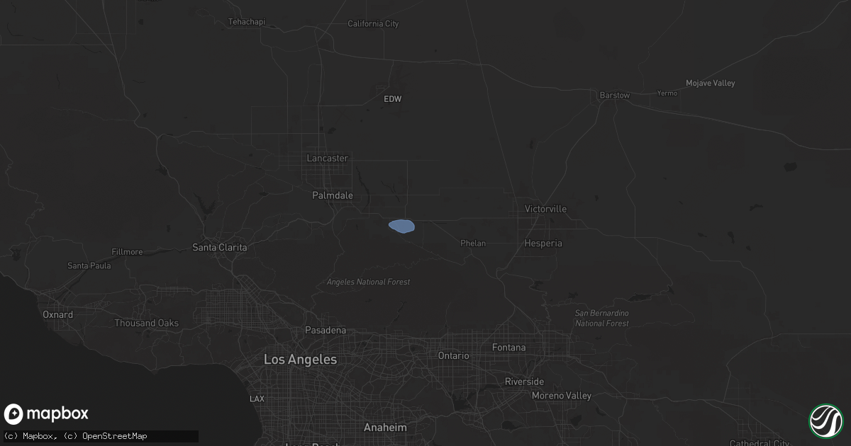 Hail map in Llano, CA on August 23, 2025