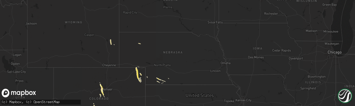 Hail map in Nebraska on August 23, 2025