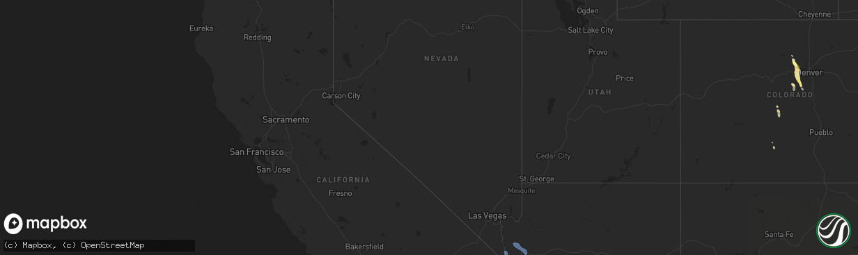 Hail map in Nevada on August 23, 2025