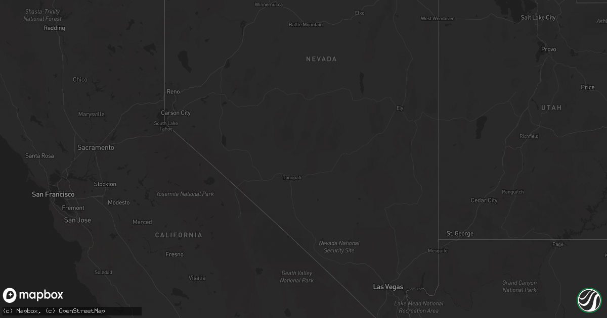 Hail map in Nevada on August 23, 2025