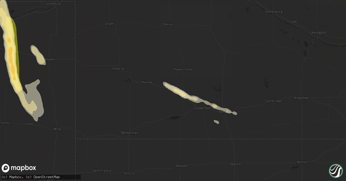 Hail map in Palisade, NE on August 23, 2025