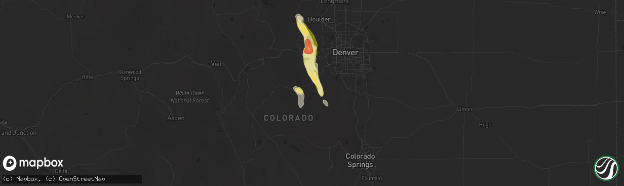 Hail map in Pine, CO on August 23, 2025
