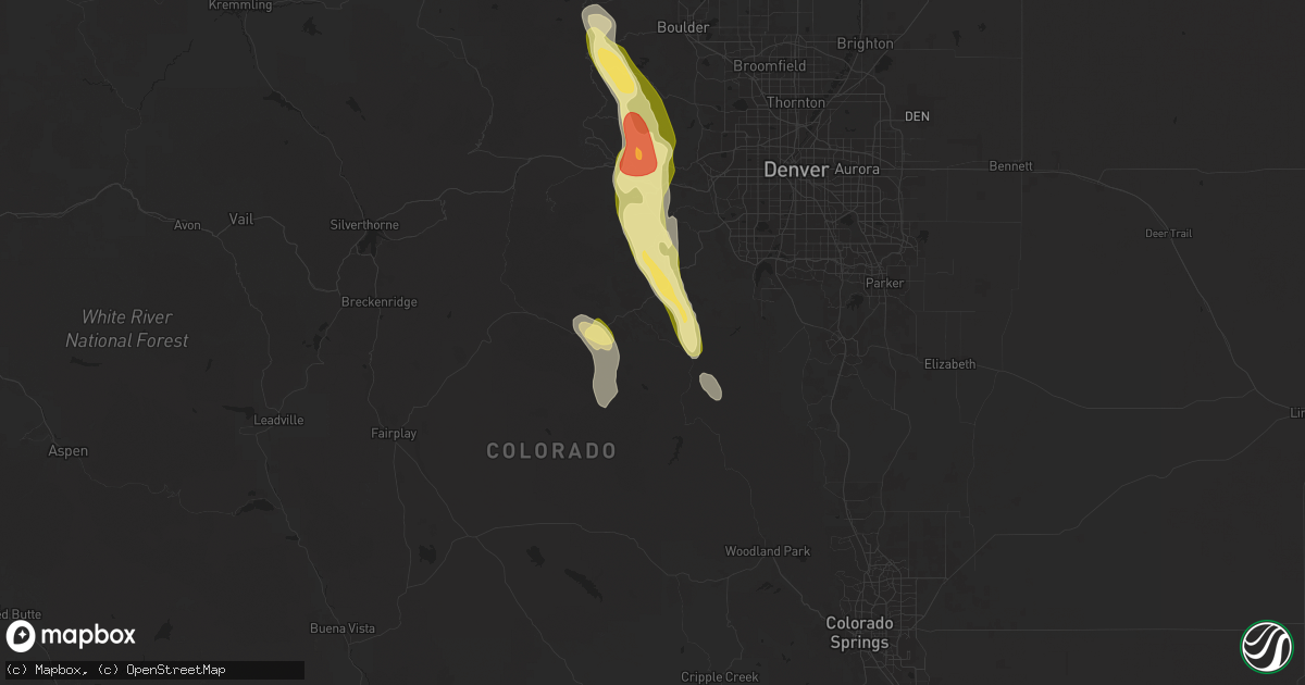 Hail map in Pine, CO on August 23, 2025