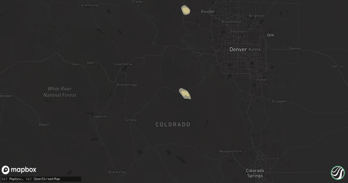 Hail map in Shawnee, CO on August 23, 2025