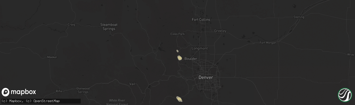 Hail map in Ward, CO on August 23, 2025