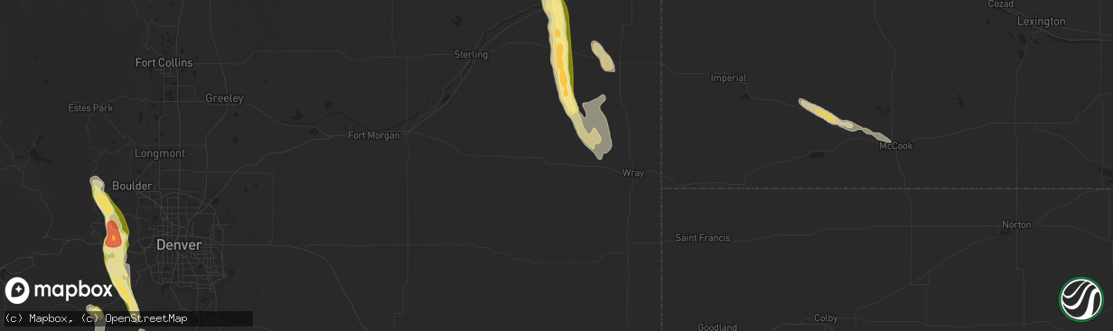 Hail map in Yuma, CO on August 23, 2025