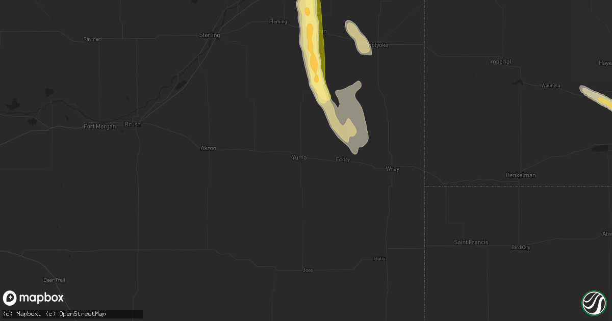 Hail map in Yuma, CO on August 23, 2025