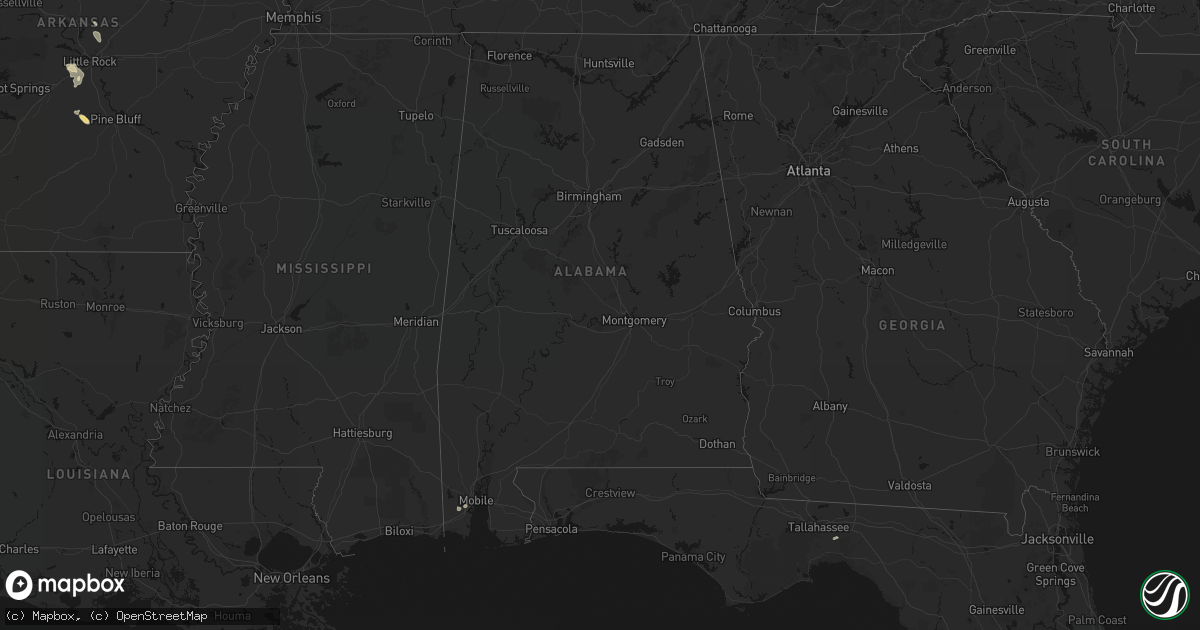 Hail map in Alabama on August 23, 2026