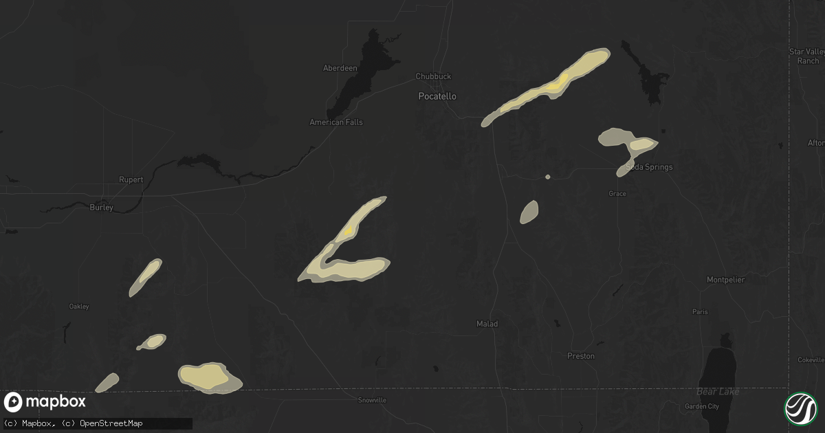 Hail map in Arbon, ID on August 23, 2026