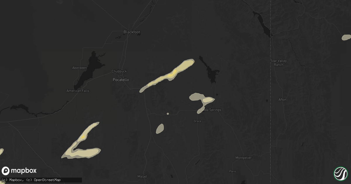 Hail map in Bancroft, ID on August 23, 2026