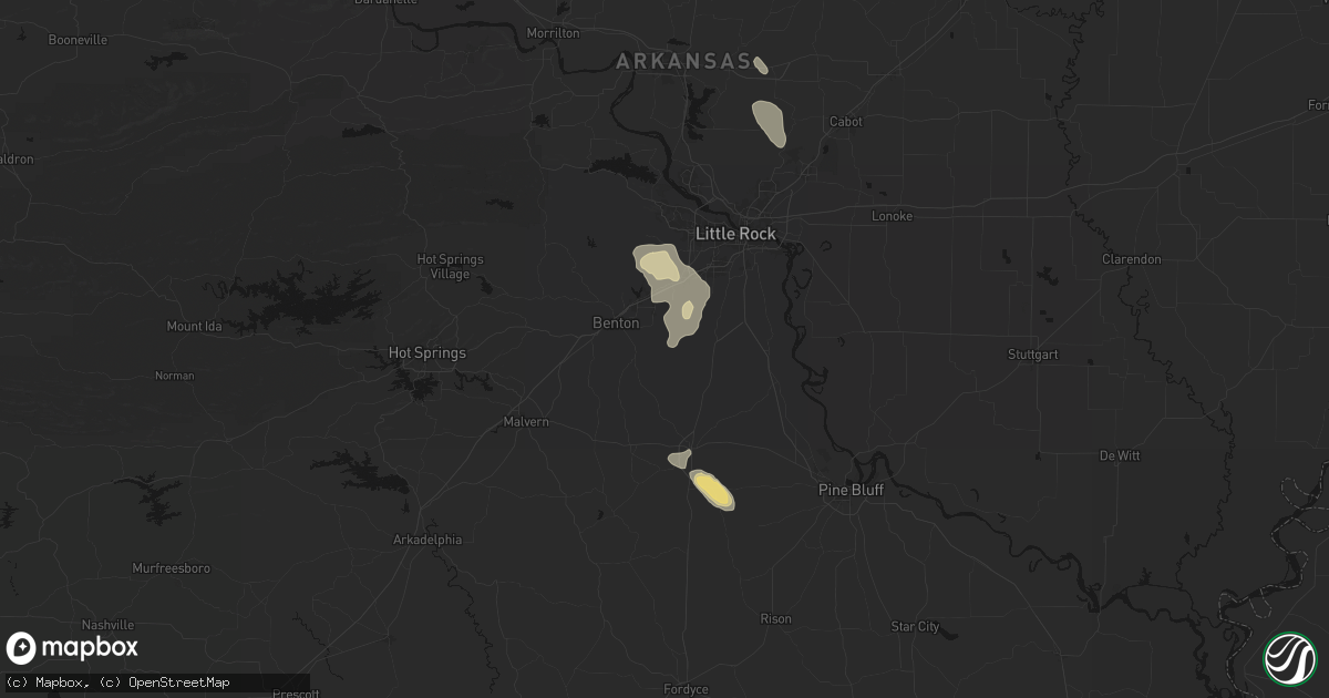 Hail map in Bauxite, AR on August 23, 2026