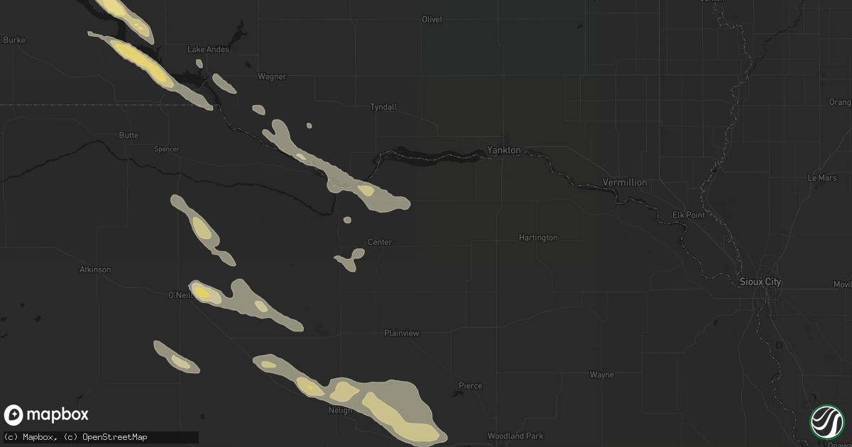 Hail map in Bloomfield, NE on August 23, 2026