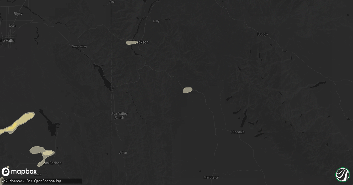Hail map in Bondurant, WY on August 23, 2026