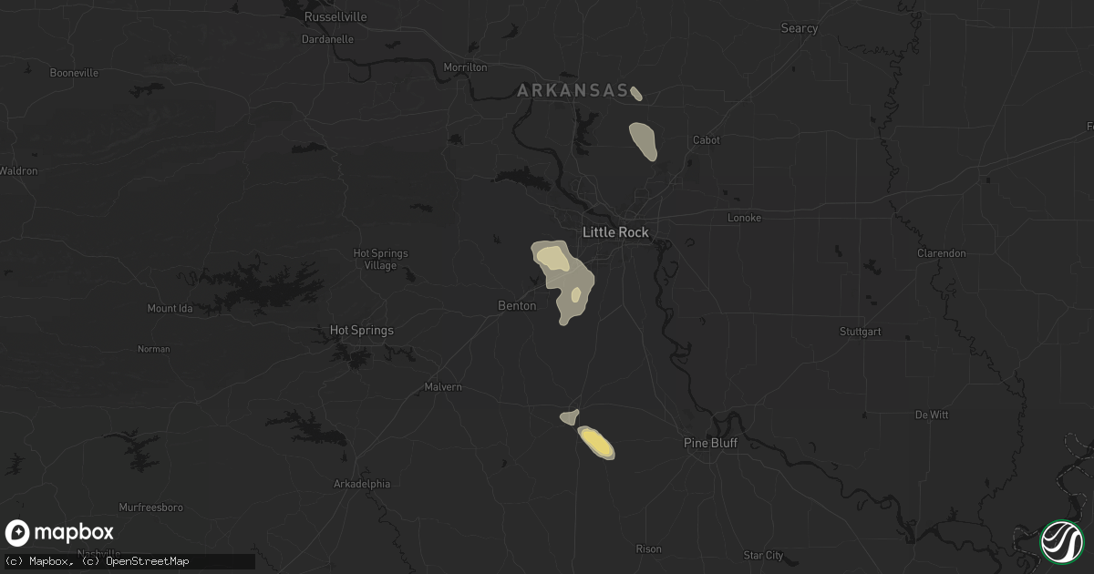 Hail map in Bryant, AR on August 23, 2026