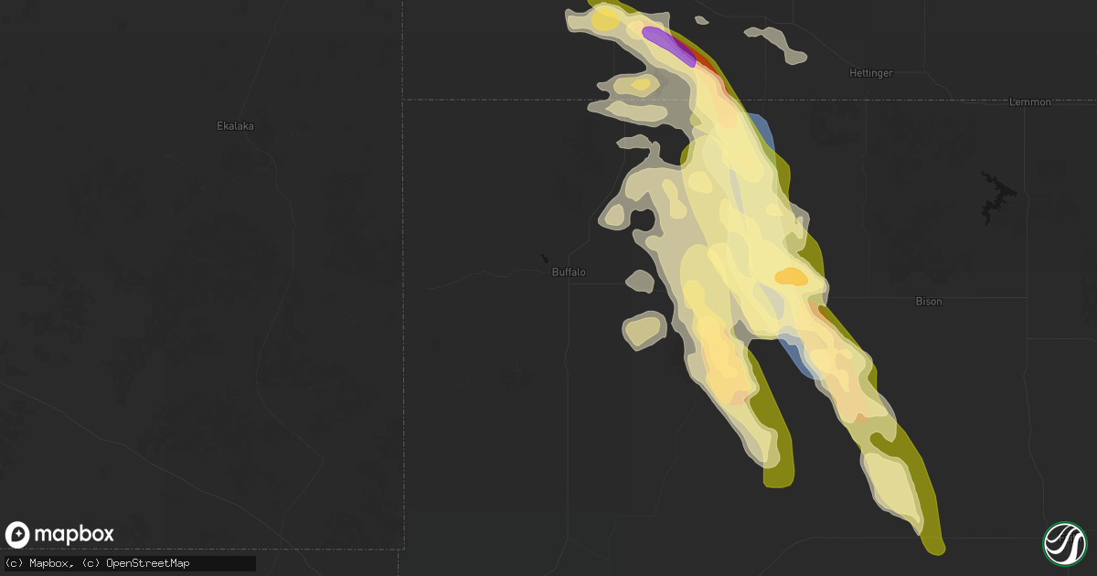 Hail map in Buffalo, SD on August 23, 2026
