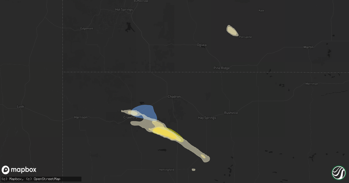 Hail map in Chadron, NE on August 23, 2026