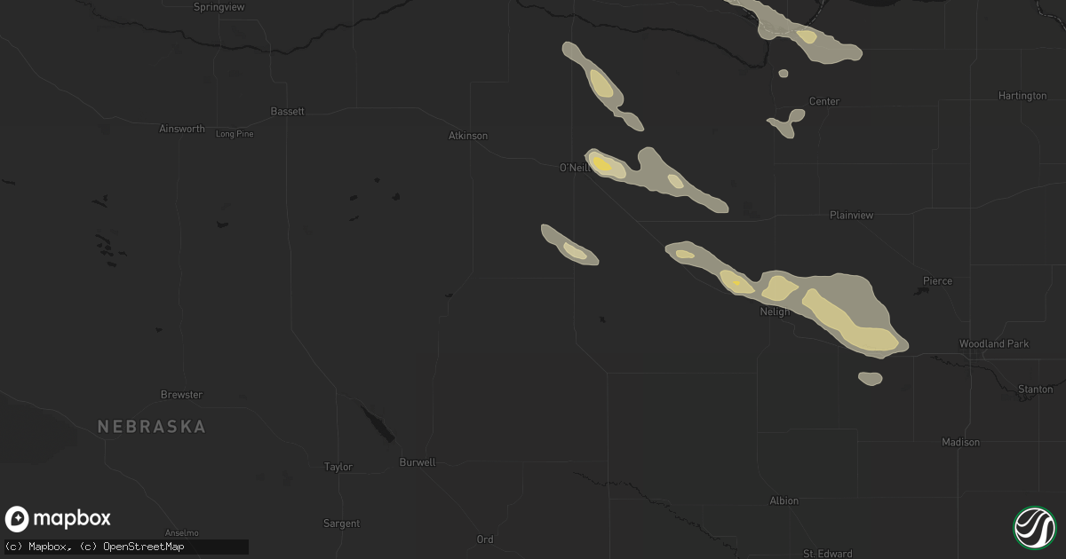 Hail map in Chambers, NE on August 23, 2026