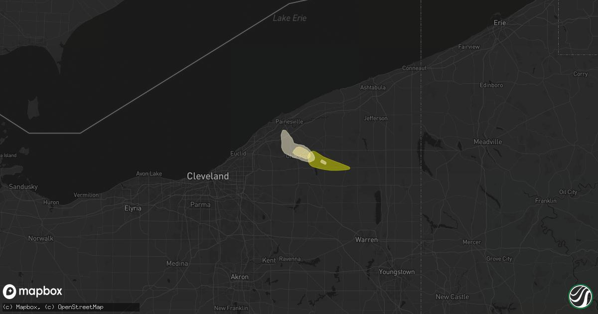 Hail map in Chardon, OH on August 23, 2026