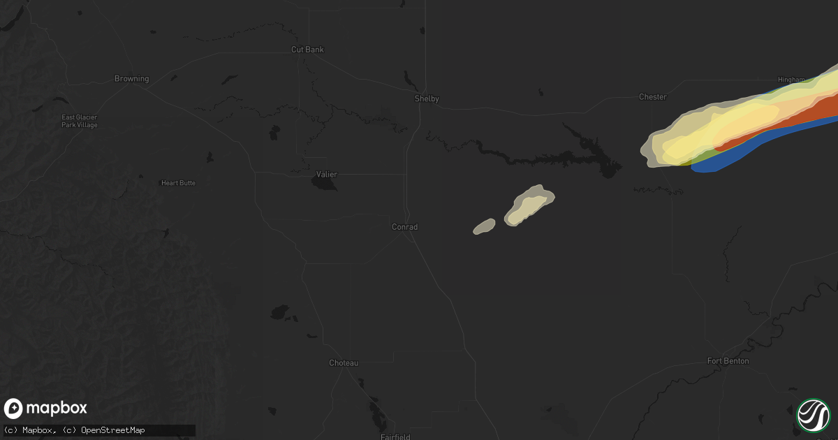 Hail map in Conrad, MT on August 23, 2026