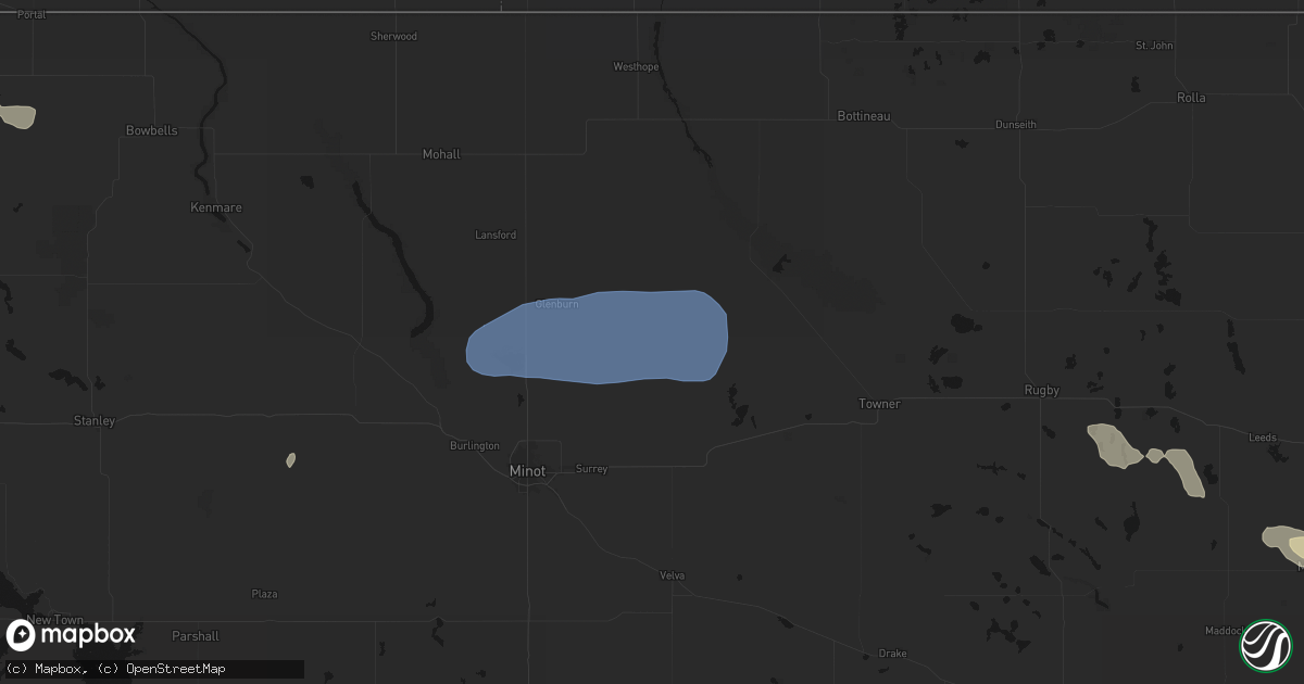 Hail map in Deering, ND on August 23, 2026