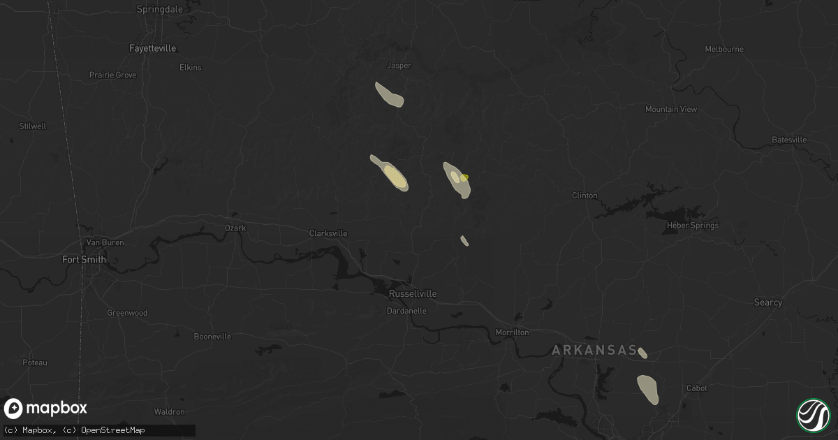 Hail map in Dover, AR on August 23, 2026