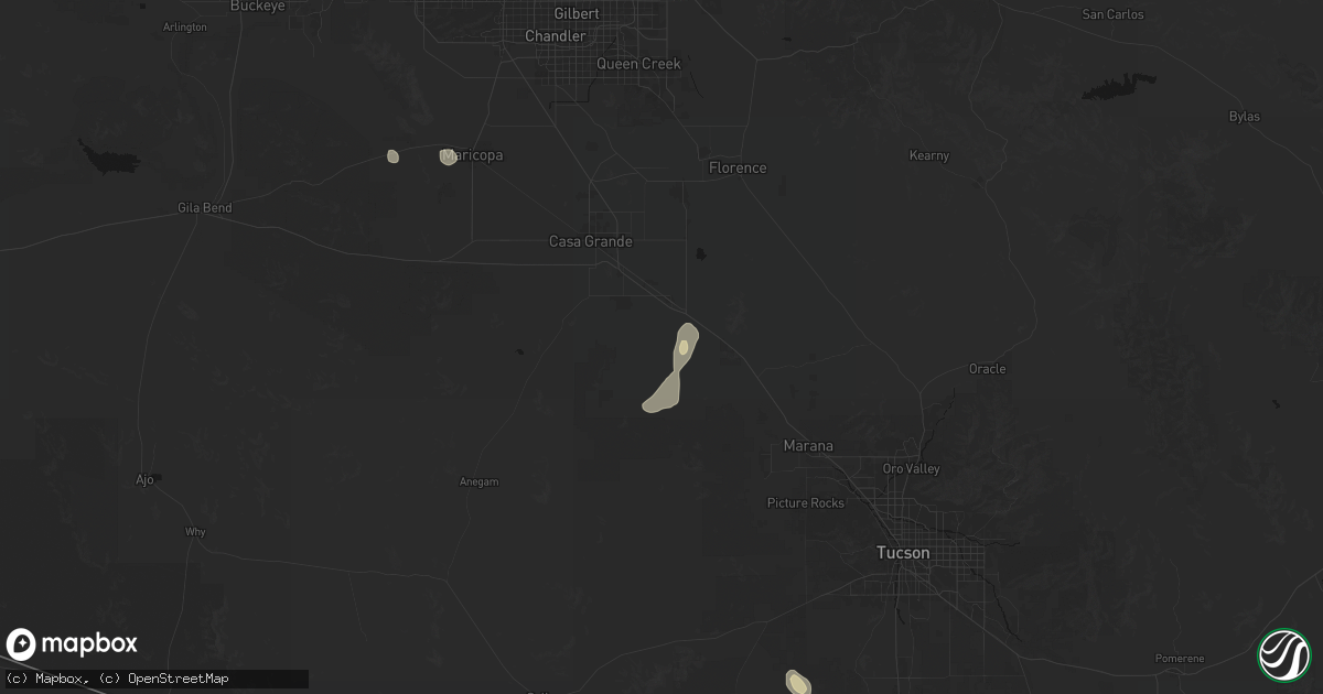 Hail map in Eloy, AZ on August 23, 2026