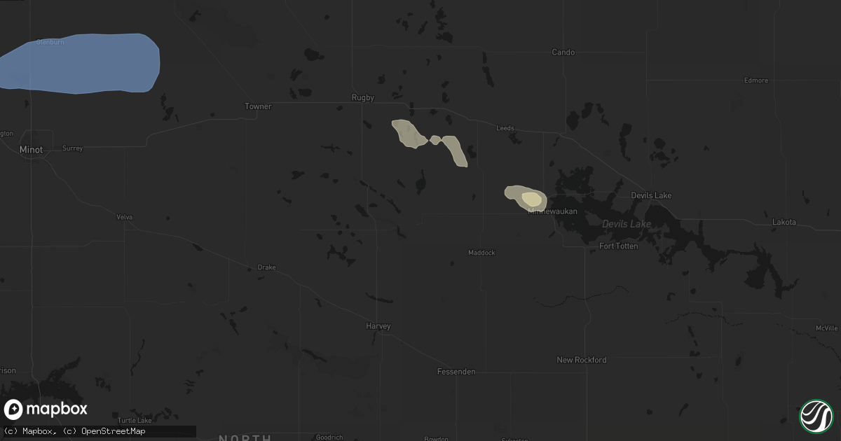 Hail map in Esmond, ND on August 23, 2026