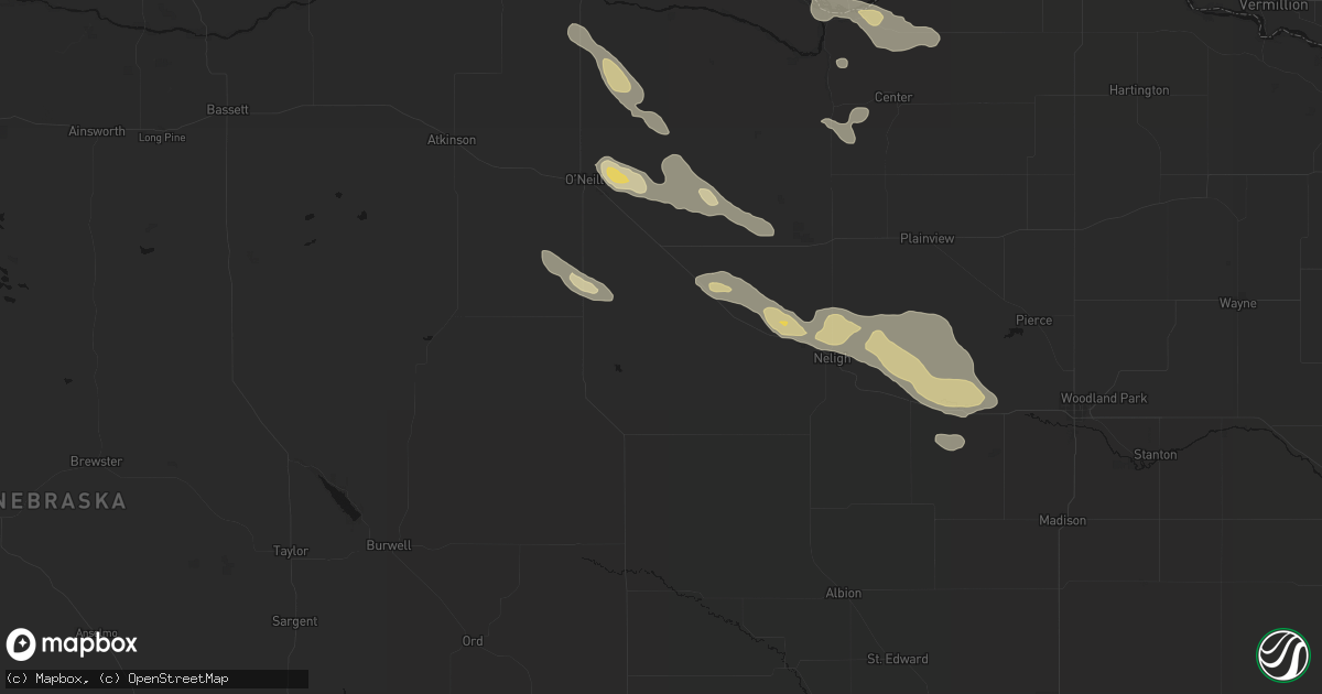 Hail map in Ewing, NE on August 23, 2026