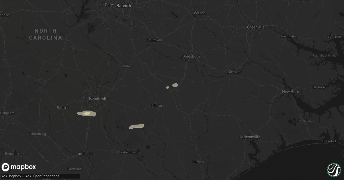Hail map in Faison, NC on August 23, 2026
