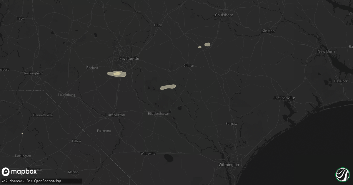 Hail map in Garland, NC on August 23, 2026