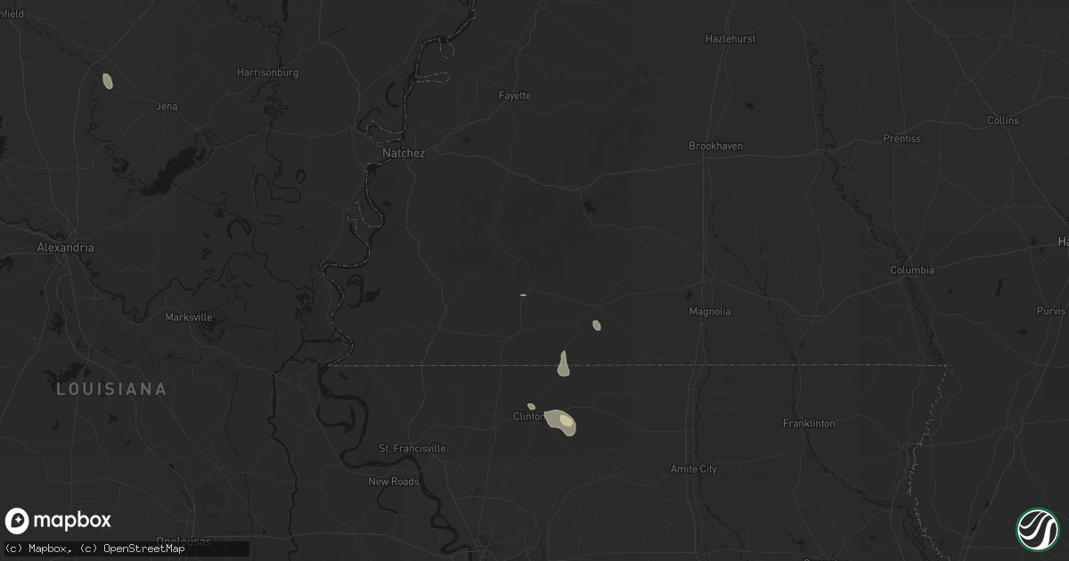 Hail map in Gloster, MS on August 23, 2026