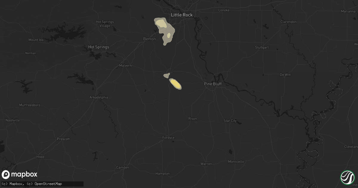 Hail map in Grapevine, AR on August 23, 2026