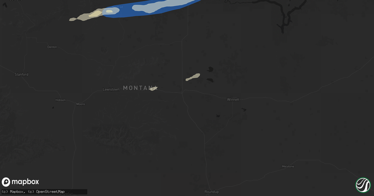 Hail map in Grass Range, MT on August 23, 2026