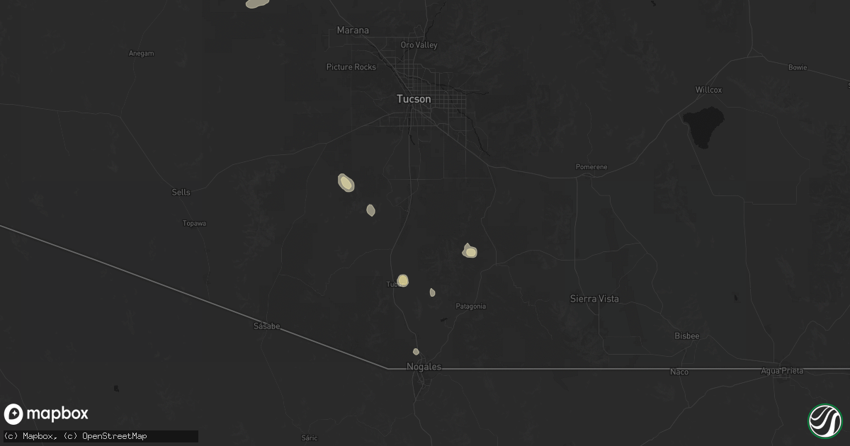 Hail map in Green Valley, AZ on August 23, 2026