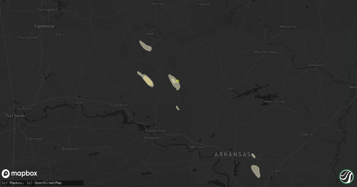 Hail map in Hector, AR on August 23, 2026