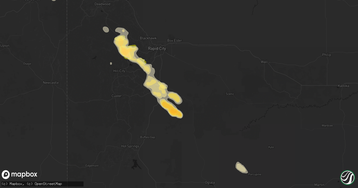Hail map in Hermosa, SD on August 23, 2026