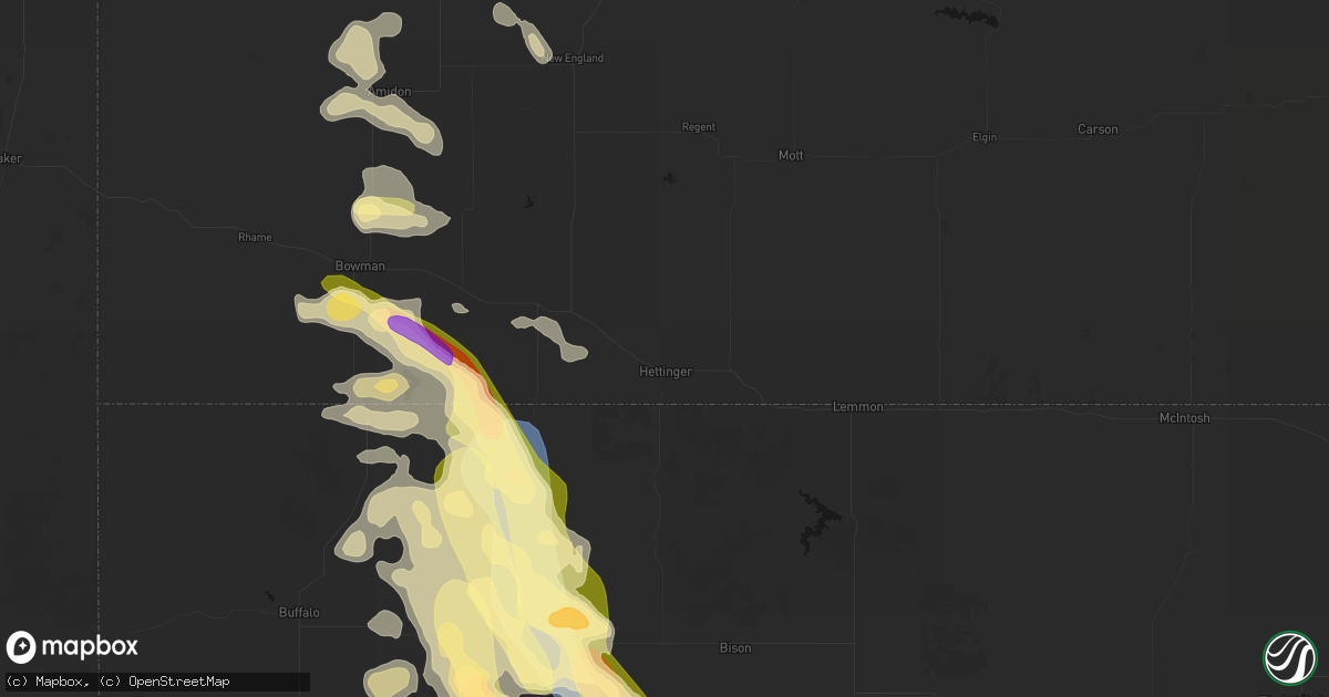 Hail map in Hettinger, ND on August 23, 2026