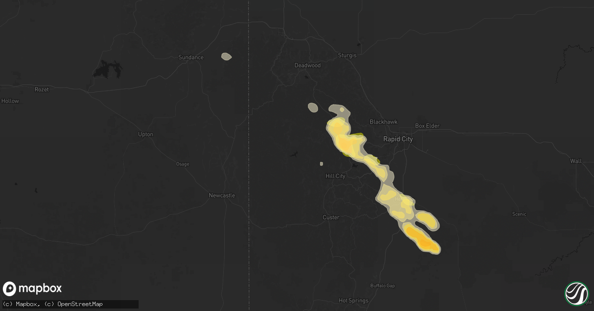 Hail map in Hill City, SD on August 23, 2026