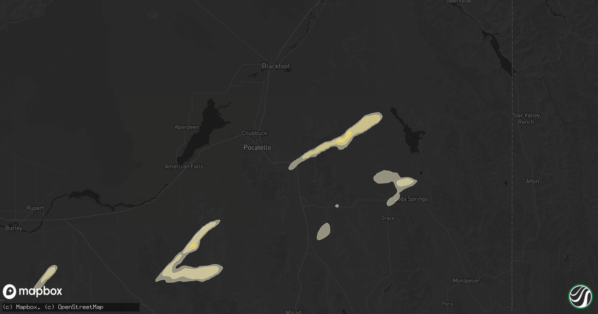 Hail map in Inkom, ID on August 23, 2026