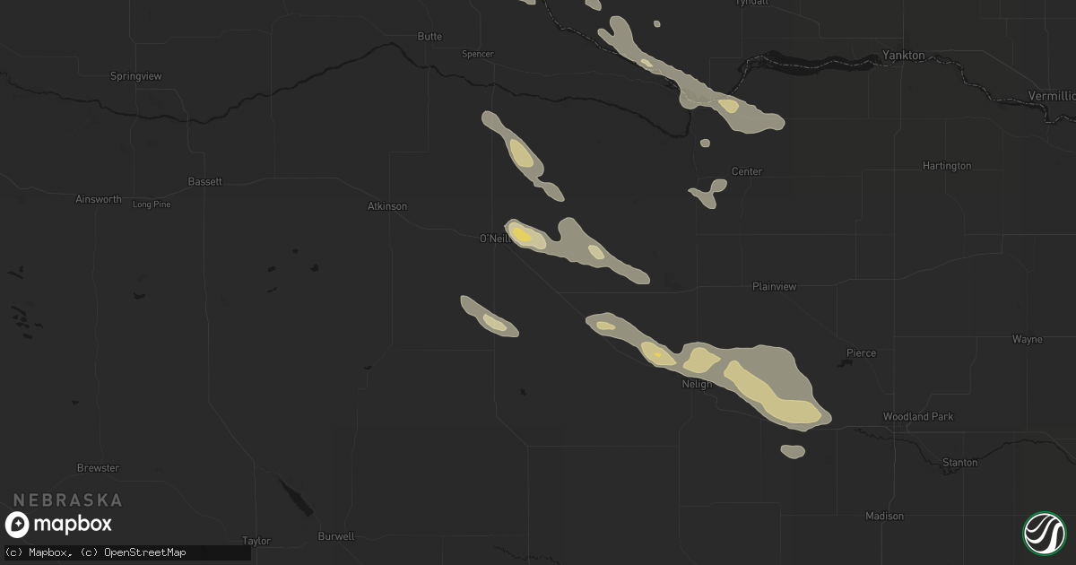 Hail map in Inman, NE on August 23, 2026