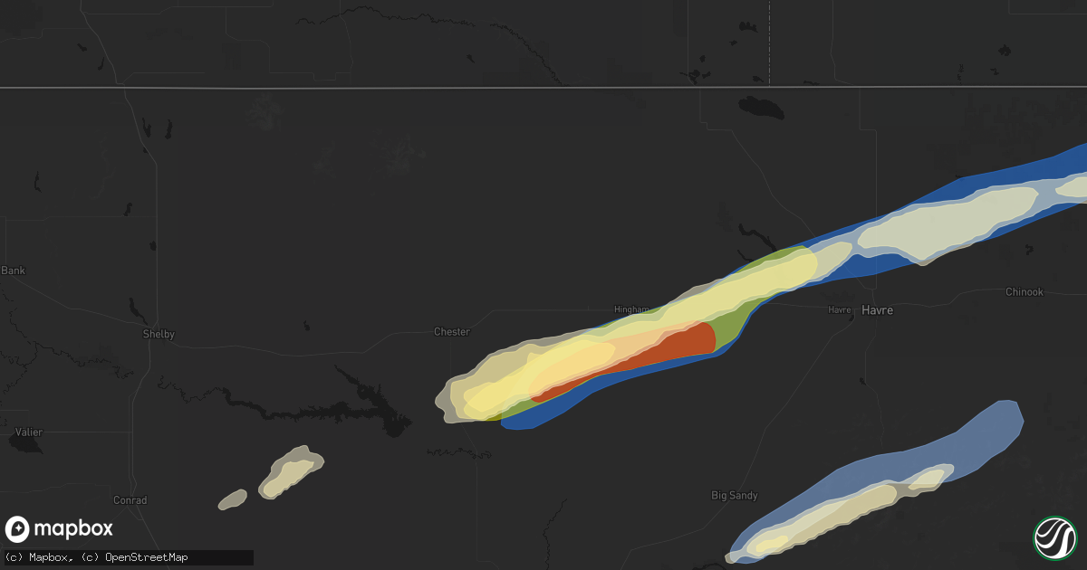 Hail map in Inverness, MT on August 23, 2026