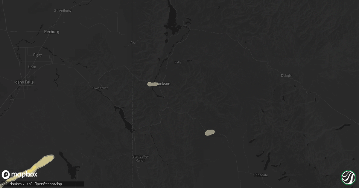 Hail map in Jackson, WY on August 23, 2026