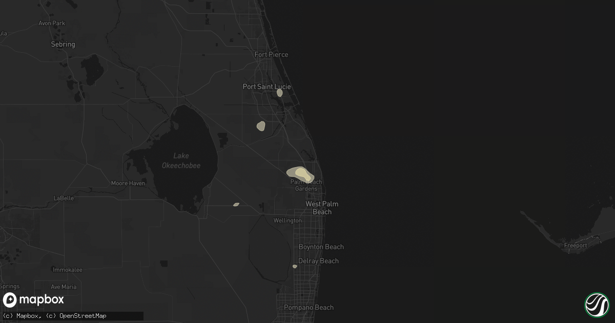 Hail map in Jupiter, FL on August 23, 2026