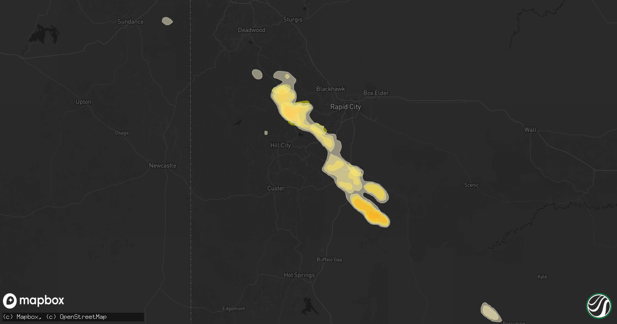 Hail map in Keystone, SD on August 23, 2026