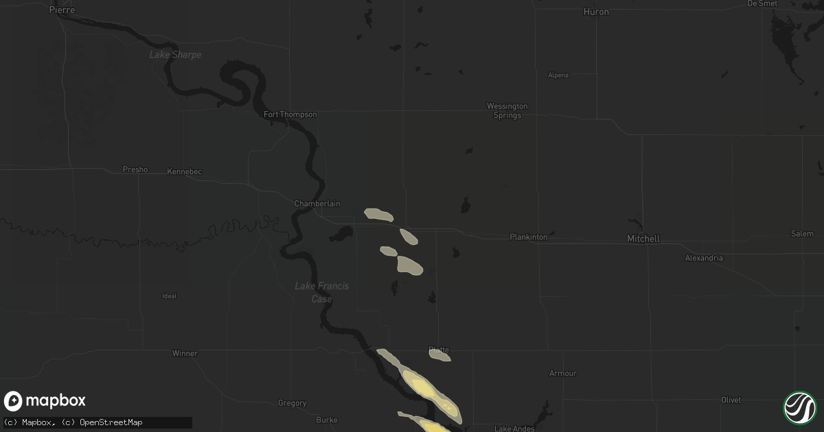 Hail map in Kimball, SD on August 23, 2026