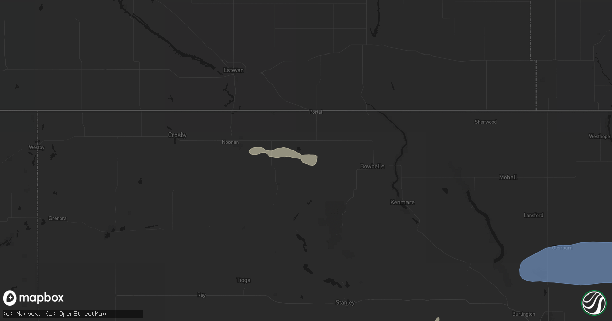 Hail map in Lignite, ND on August 23, 2026
