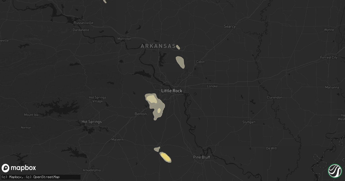 Hail map in Little Rock, AR on August 23, 2026