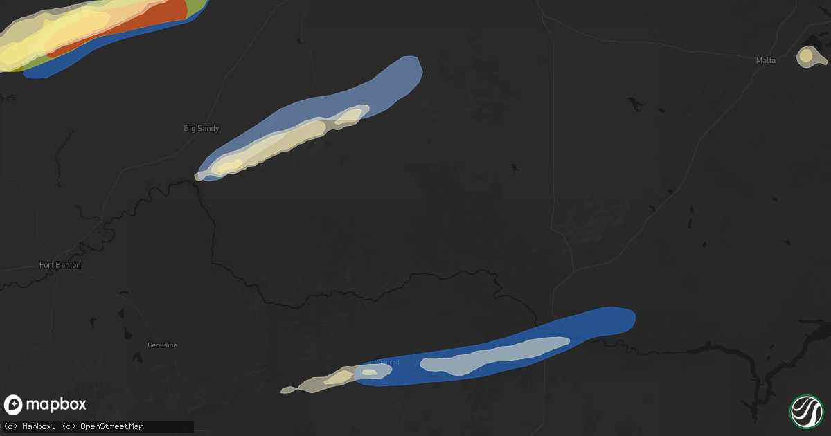 Hail map in Lloyd, MT on August 23, 2026